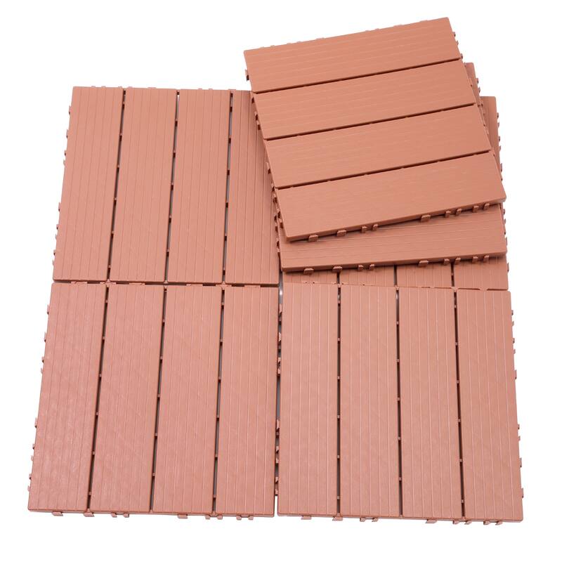 Plastic Interlocking Deck Tiles, 12.00"x12.00"(Pack of 44 ), Patio Flooring Outdoor Waterproof All Weather Use for Garden