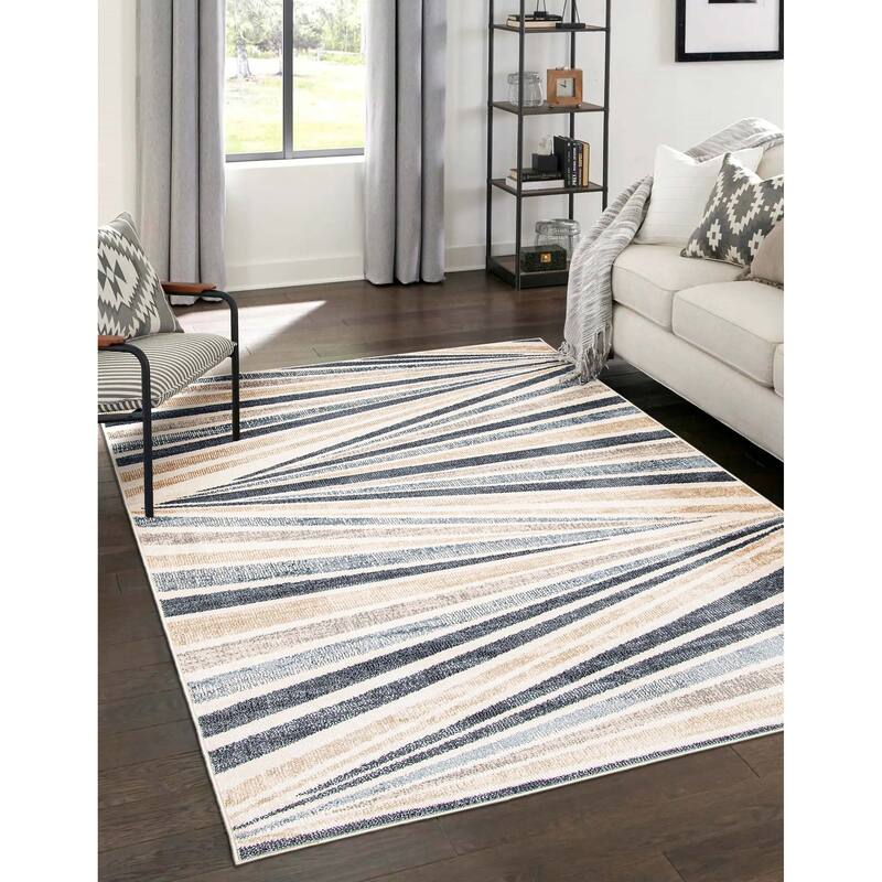 ECARPETGALLERY Machine Woven Axel Ivory Area Rug