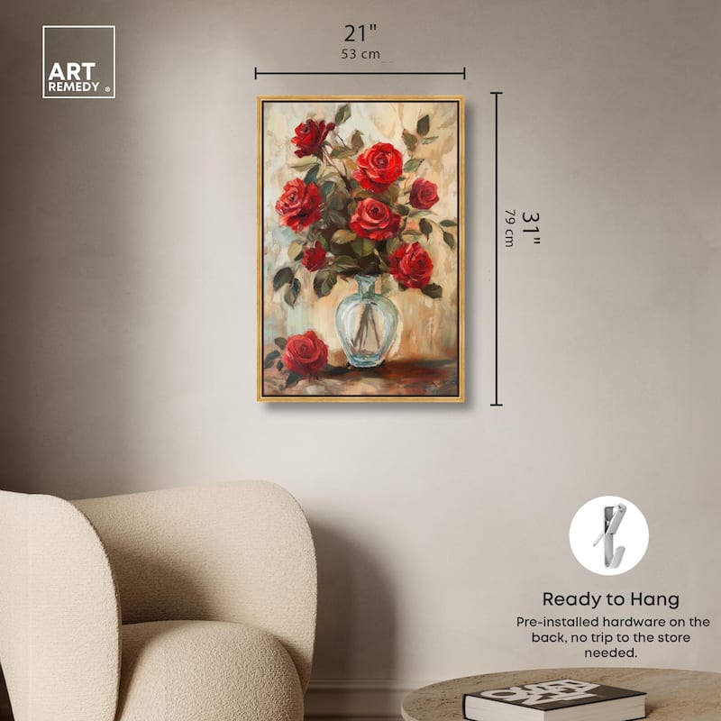Ruby Roses in Riad Glass Canvas by Art Remedy