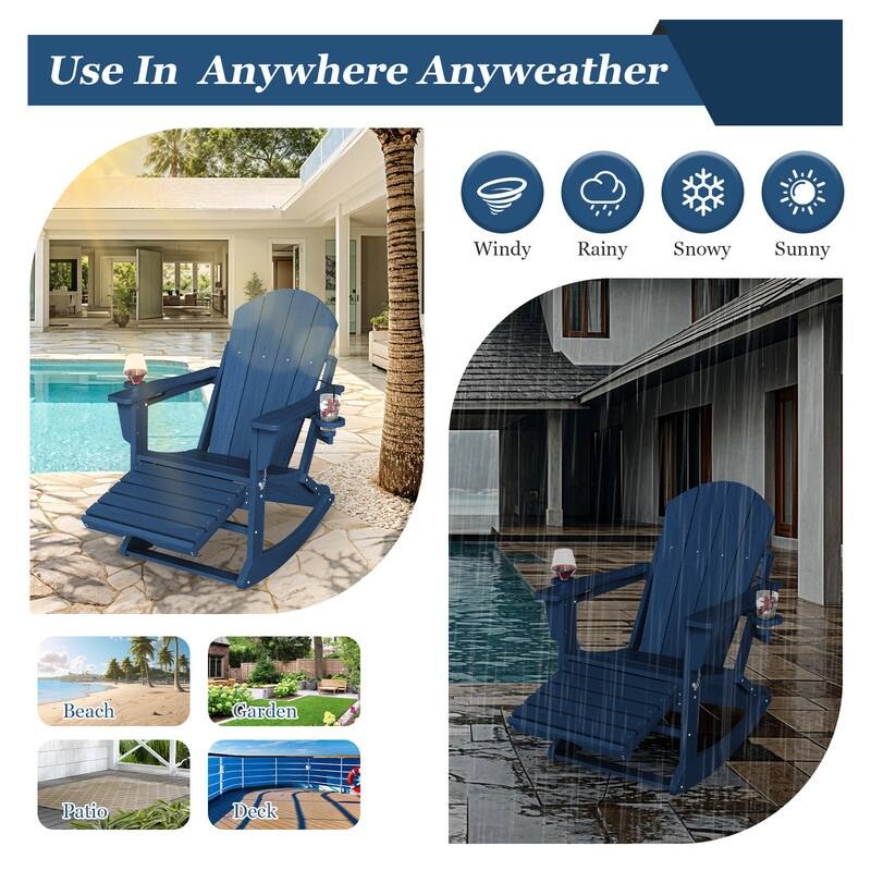 Foldable Outdoor Rocking Chair – Removable Wheels, Ergonomic & Weatherproof
