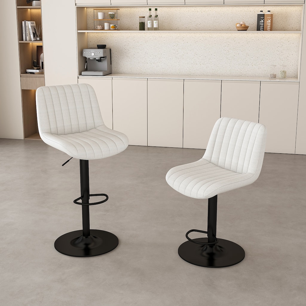 Swivel Bar Stools with Adjustable Height (35.03-43.7 Inches), Backrest, and Soft Knit Fabric - (Set of 2)