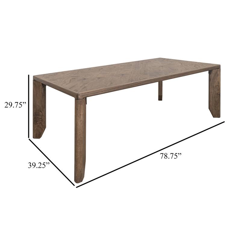 Tacey Dining Table, Rustic Peanut Brown Mango Wood Rectangular 79 Inch