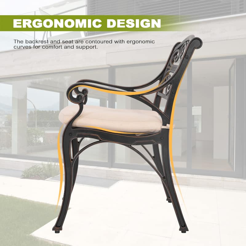 Outdoor 3 Pieces Cast Aluminum Bistro Set with 2’’ Umbrella Hole