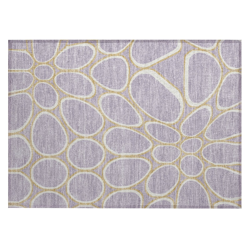 Machine Washable Indoor/ Outdoor Modern Bubbles Chantille Rug