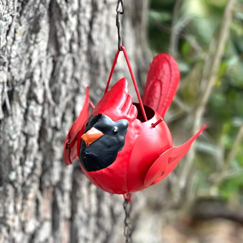 85-Inch Metal Rain Chain - 7 Red Cardinal Birds - Weighted Bell - - 4 X 85 X 5.5 inches