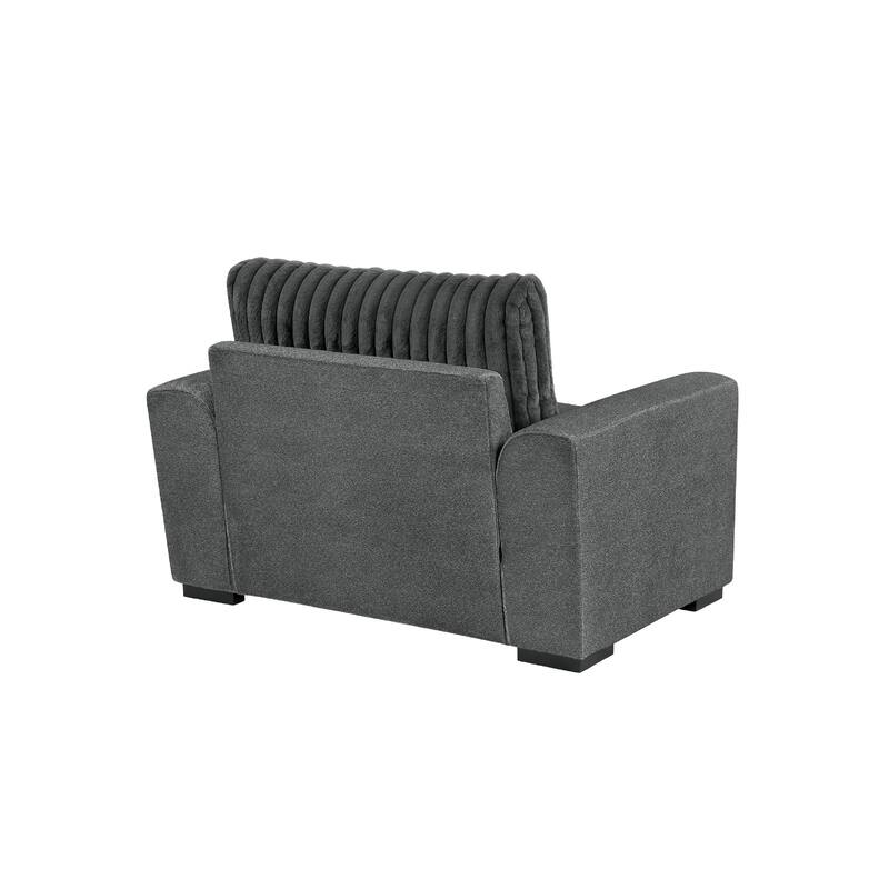 Zian Armchair w Pillow, Foam Cushions, Dark Gray Microfiber and Corduroy