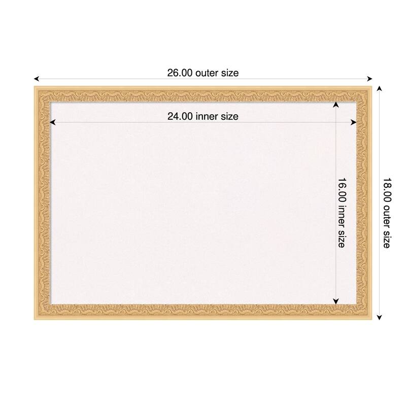 Bethany Gold Wood Framed Cork Board - Bulletin Board, Organization Board, Pin Board - White - 26 x 18 in