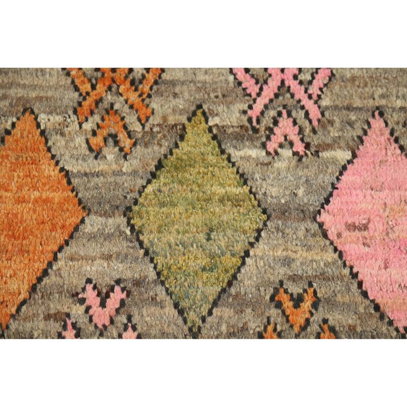 Geometric Moroccan Square Area Rug Hand-Knotted Wool Carpet - 5'9" x 6'4"
