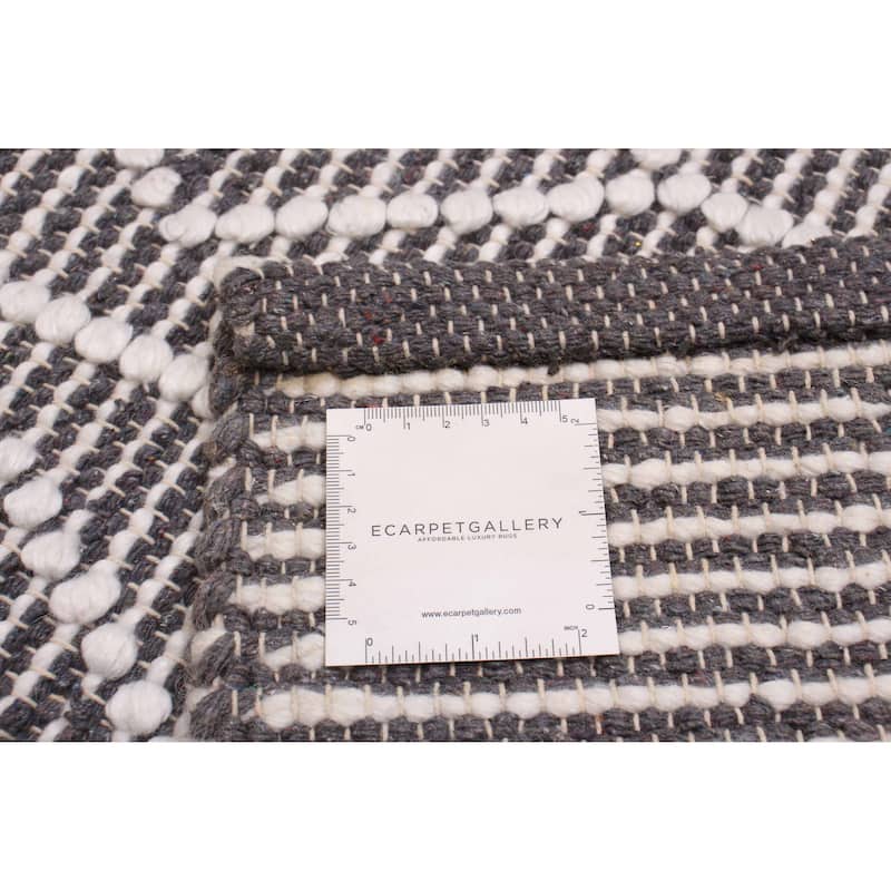 ECARPETGALLERY Braid weave Sienna Grey Wool Rug - 6'2 x 8'10