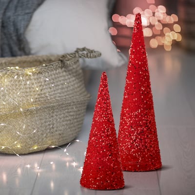 18-24" Sequin Cone Tree Set of 2