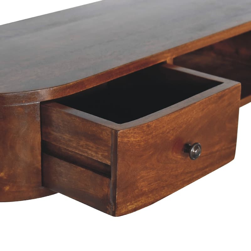Artisan Furniture Solid Wood Lunar 2 Drawer Floating Console, Wall Mounted in Brown - N/A