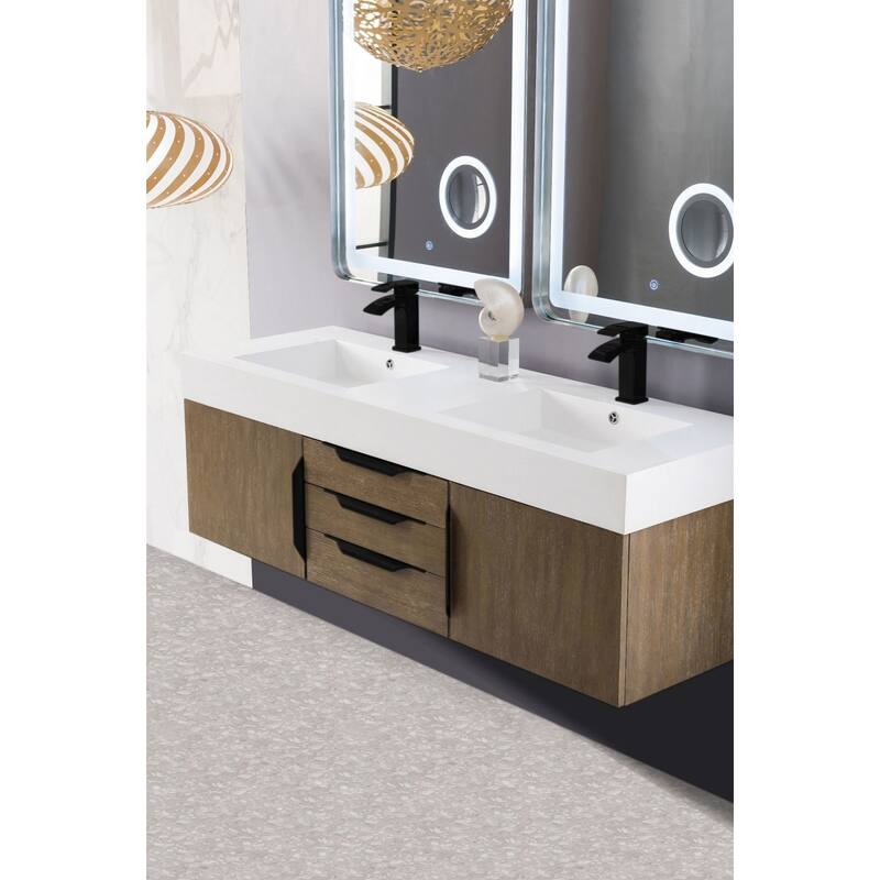 James Martin Vanities 983-V59D-W-B-GW Columbia 59" Wall Mounted Double