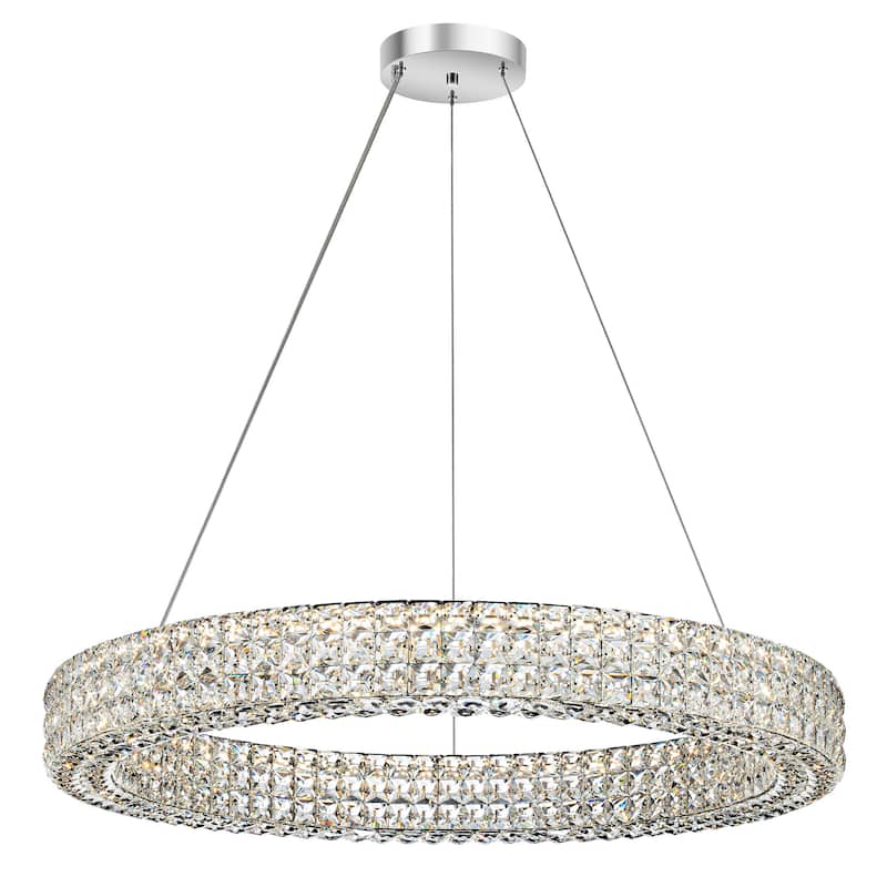 Modern Dimmable LED Crystal Drum Chandelier Glam Ring Lights