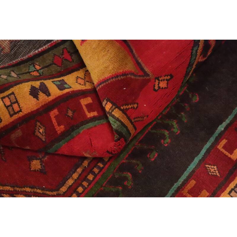 Hand Knotted Oriental 100% Wool Carpet Traditional Geometric Greys & Charcoal Ardebil Runner Rug - 9' 7'' X 4' 0''