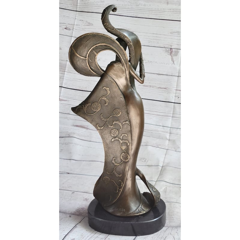 Signed Original Kin A Tribute To Erte Bronze Sculpture Marble Figurine Figure