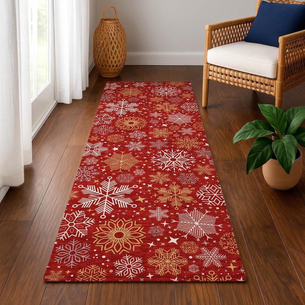 Premium Washable Super Soft Winter Snowflake Mayfield Rug