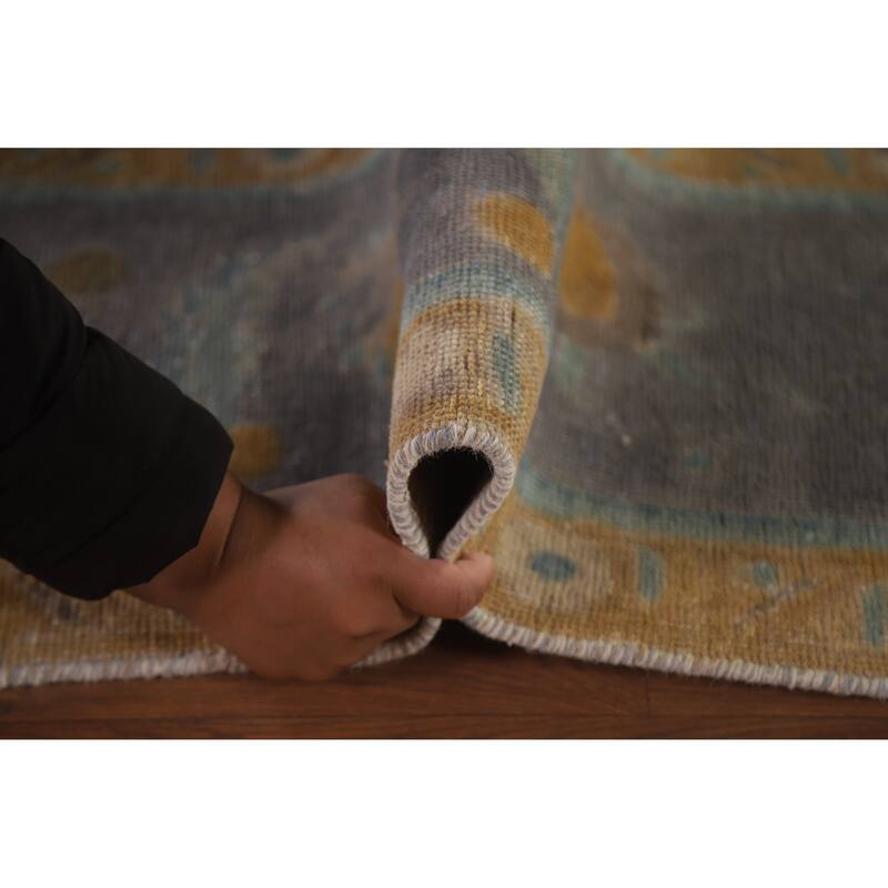 Hand Knotted Oriental 100% Wool Carpet Traditional Floral Greys & Charcoal Tabriz Area Rug - 12' 8'' X 9' 3''