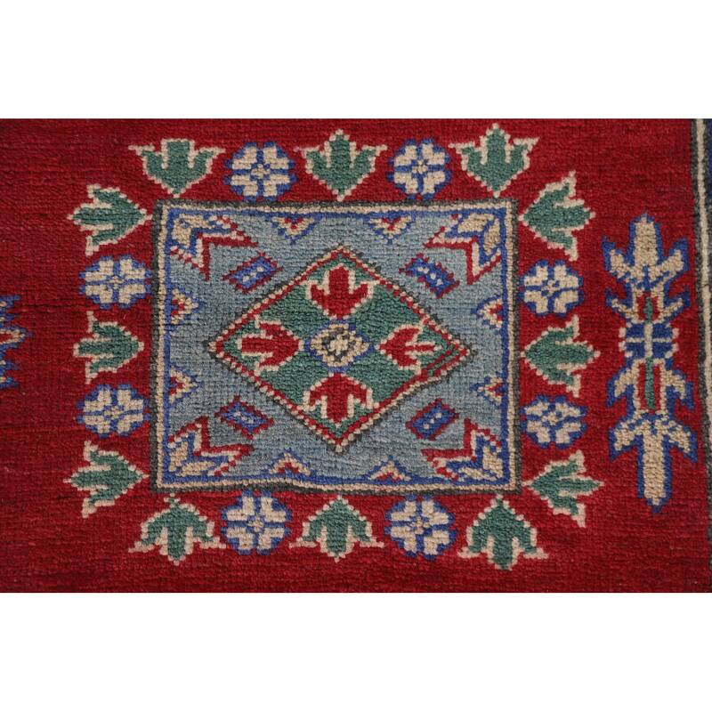 Hand Knotted Oriental 100% Wool Carpet Traditional Geometric Red Kazak Area Rug - 10' 1'' X 6' 10''