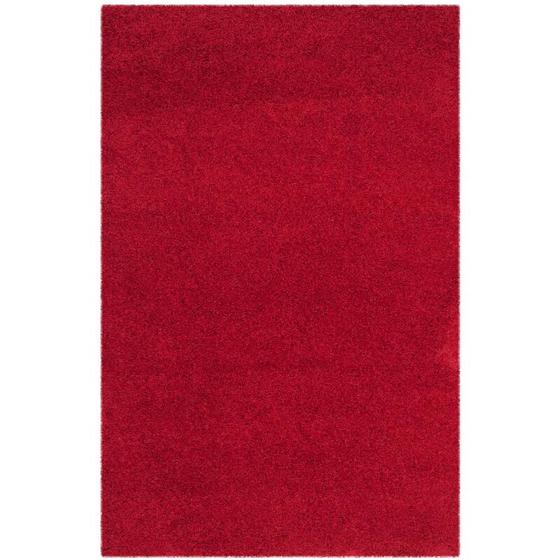 SAFAVIEH Laguna Shag Verdiana Solid Color 2-inch Thick Rug. - 4' x 6' - Red - Rectangle