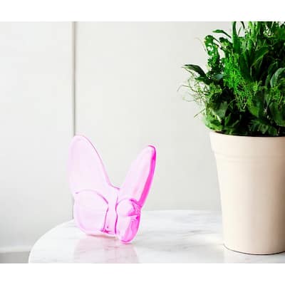 HomeRoots 3" Pink Crystal Butterfly Figurine Tabletop Sculpture