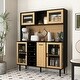 preview thumbnail 4 of 9, 59" H Buffet Sideboard Cabinet with Storage Door & Power Outlet, Farmhouse Coffee Bar Cabinet with Wine Rack