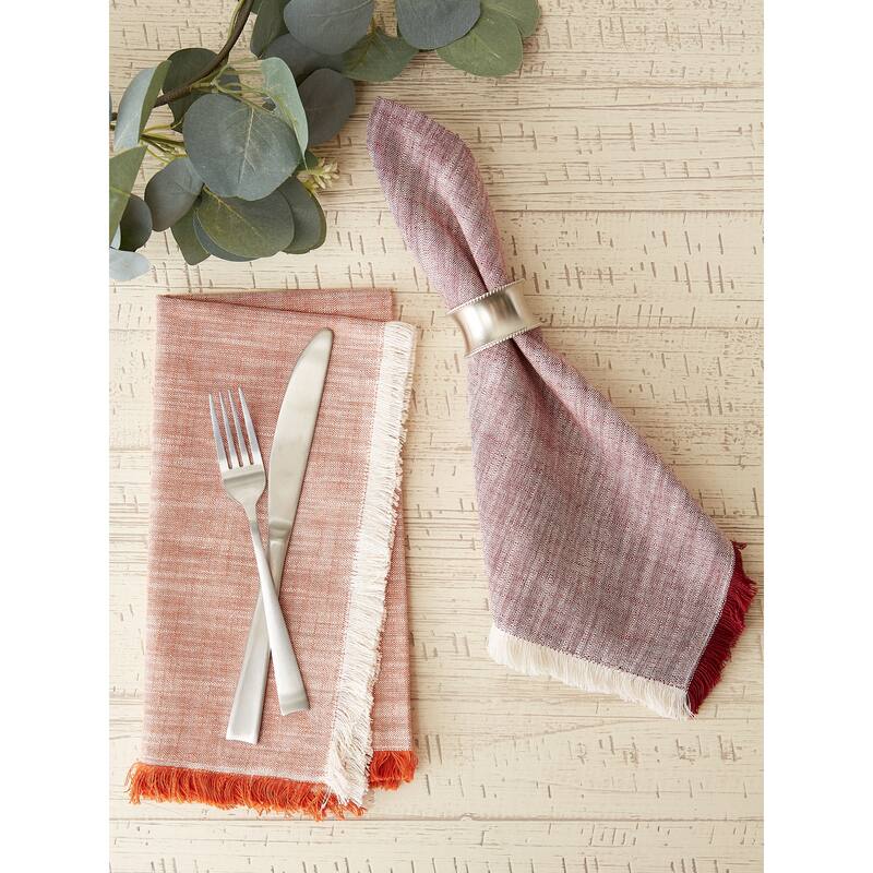 DII Burnt Orange Tonal Fringe Napkin Set/6
