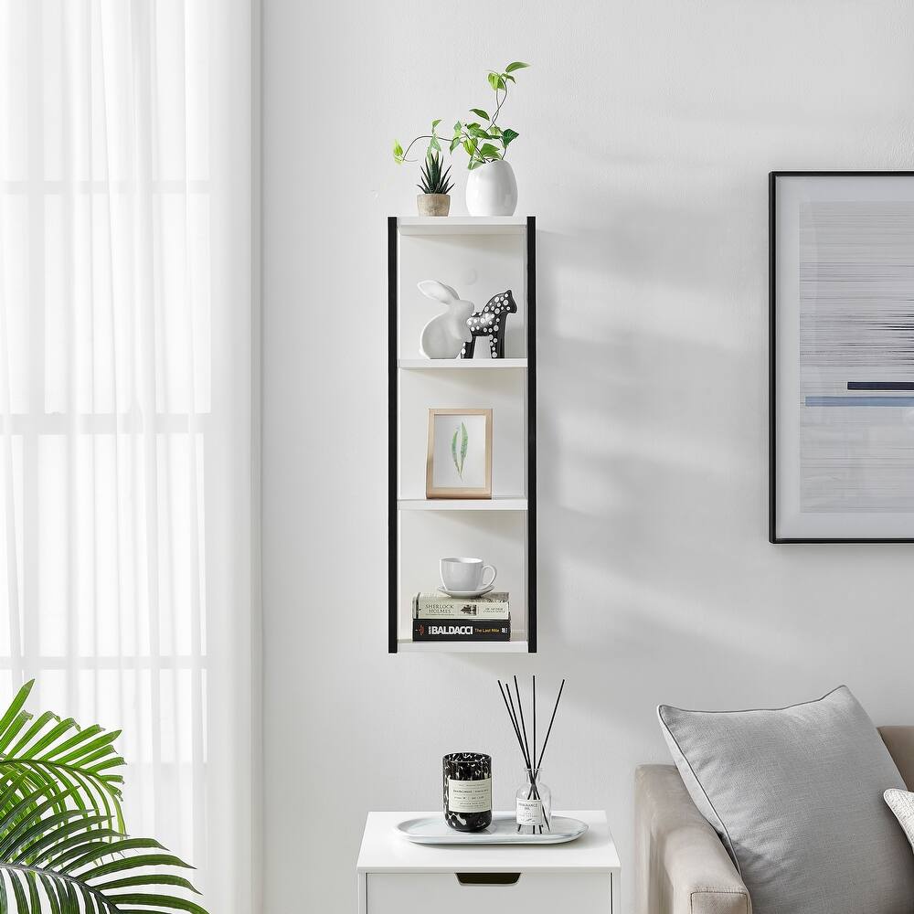 Danya B. Recife Vertical Three-Tier Modern Shadow Box Cube Display Wall Shelf