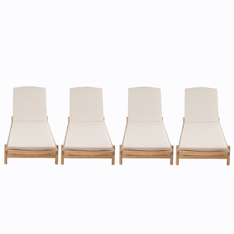 Christopher Knight Home - Emilio Outdoor Comfort Mallorca Acacia Wood Chaise Lounge Set with Cushions