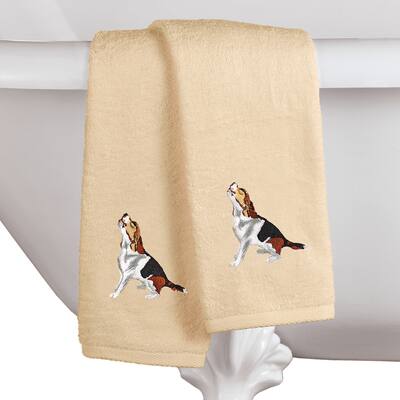 Dogs Embroidered Cotton Hand Towels Set of 2