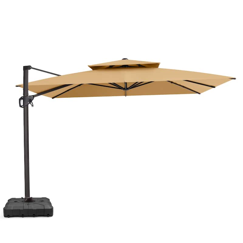 VredHom Patio Outdoor 11 x 11 FT Cantilever-Offset Umbrella with HDPE Base - Tan