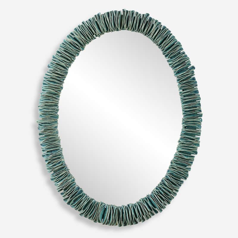 Uttermost 08183 Bonaire 26-1/2"W x 34-1/2"H Oval Flat Accent Mirror - Blue - Blue