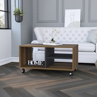 Willow 3-Shelf Rectangle Coffee Table Walnut and Black - Bed Bath ...