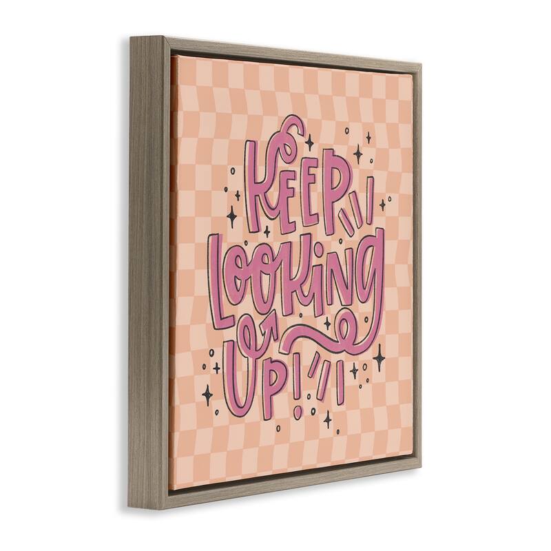 Stupell Keep Looking Up on Checkered Framed Floater Canvas Wall Art Design By Sarah Hickman