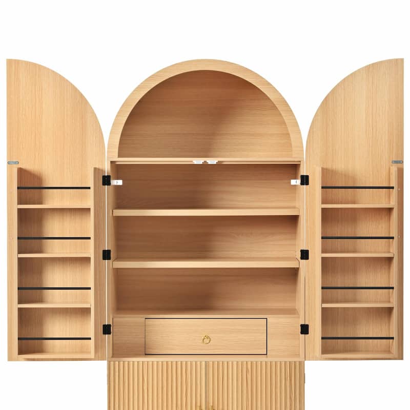 72" Tall Arched Kitchen Pantry Cabinet