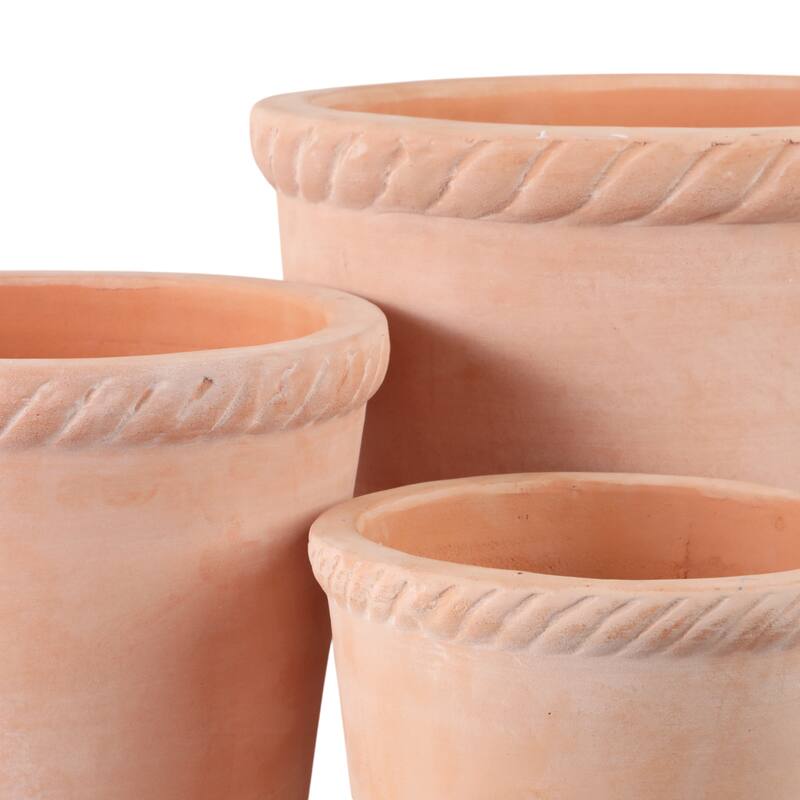 Pottery Clay Planter Modern Decorative Versatile Design (Set of 3) - 15" x 15" x 15"