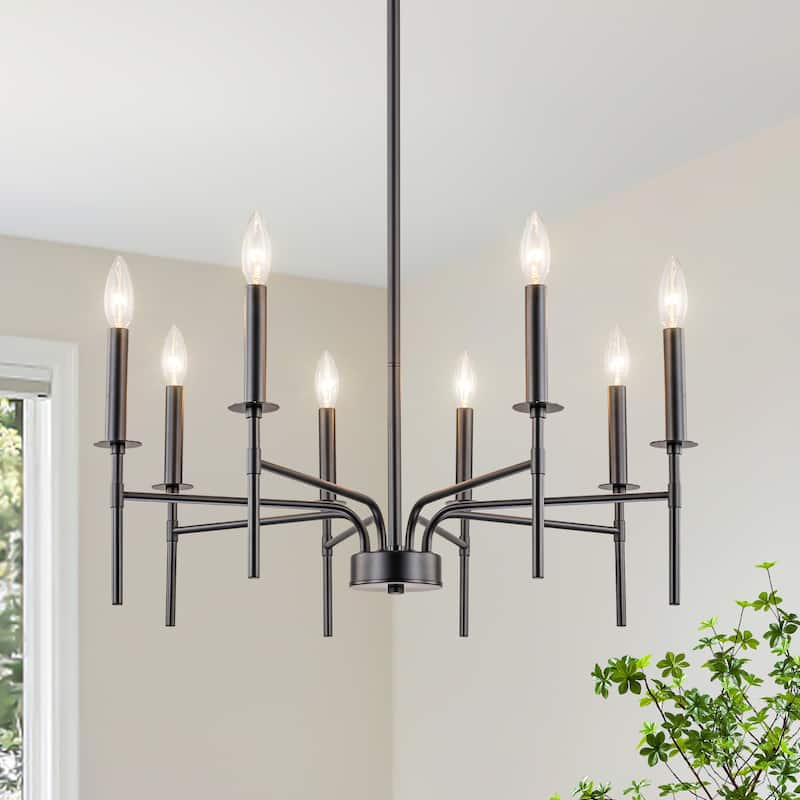 Starsky 8-Light 27'' Traditional Classic Candle Farmhouse Chandelier