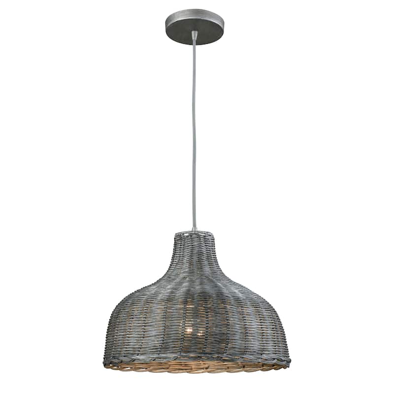 Pleasant Fields 14-inch Wide 1-Light Pendant in Weathered Gray - 14in W x 14in D x 11in H - 14in W x 14in D x 11in H - Weathered Gray