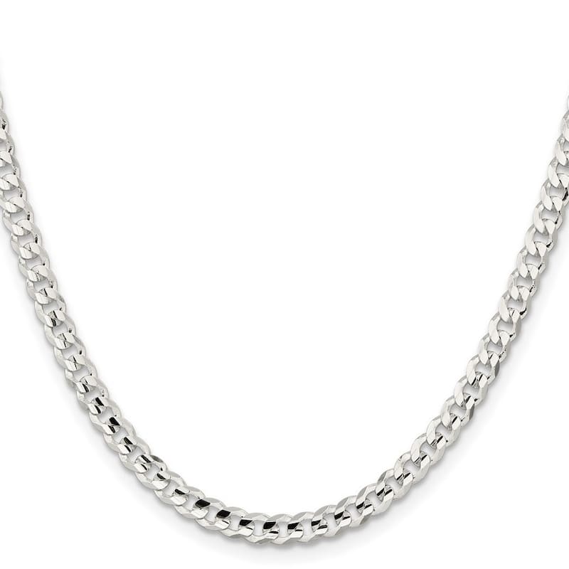 Curata 925 Sterling Silver 4.5mm Concave Beveled Curb Chain Necklace for Men