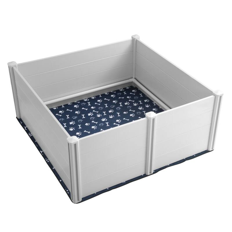 White PVC Plastic Dog Whelping Box with Rails Pee Pad Ideal for Indoor Dogs and Puppies - Extra-Large-Dog-XL