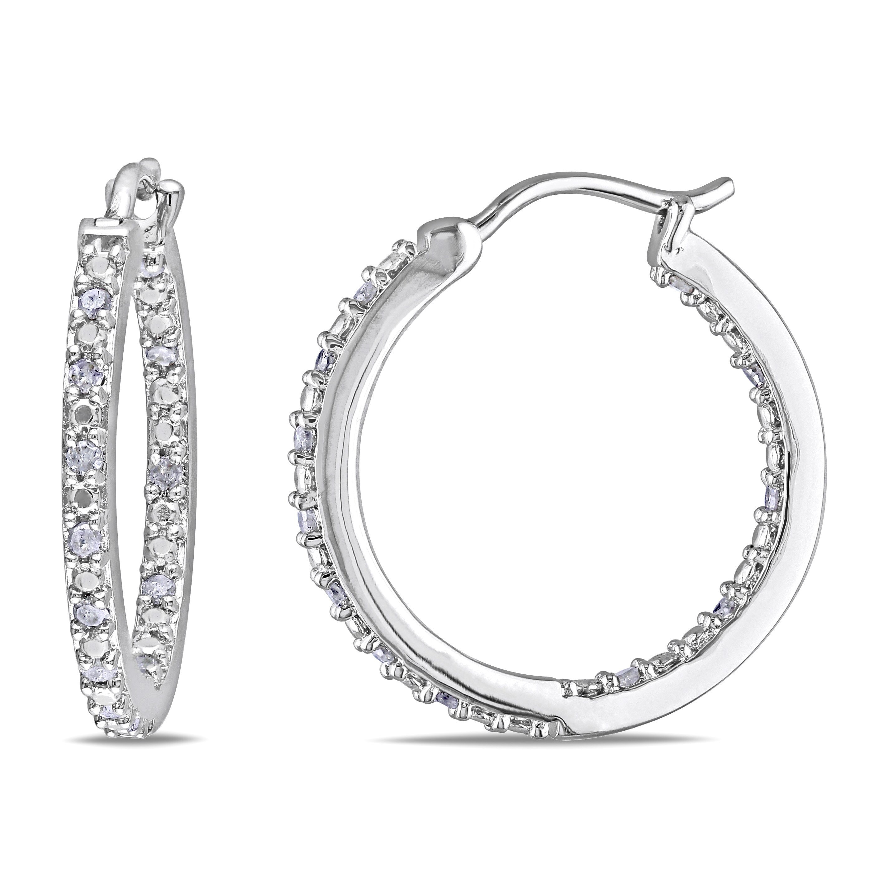 Miadora Sterling Silver 1/4ct TDW Diamond Hoop Earrings
