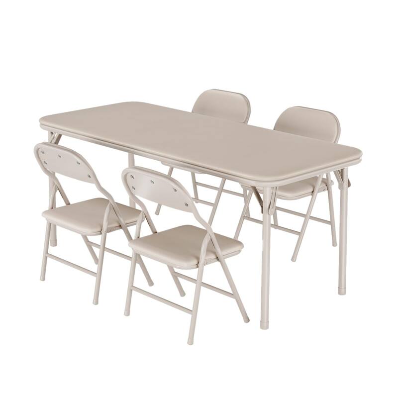 5 Piece Boys Girls Folding Table and Chairs Set, Activity Table and Chairs Set