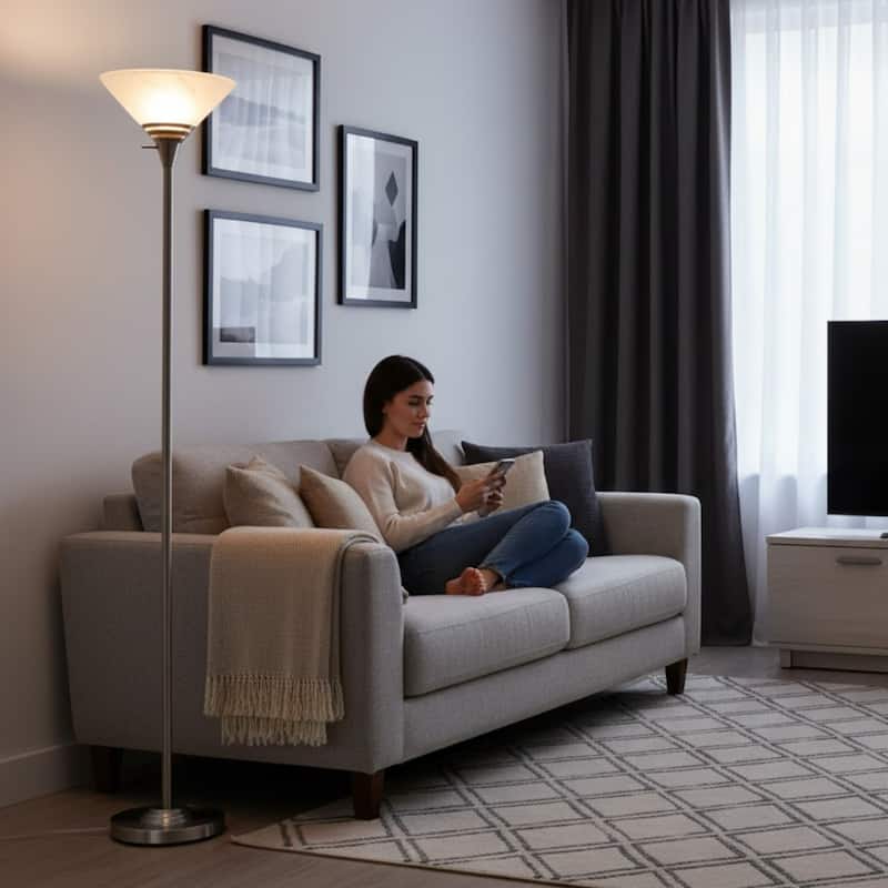 Windsor Home Torchiere Floor Lamp, Brushed Silver - 75.5" in Height