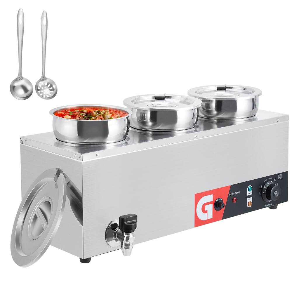 Electric Food Warmer, Commercial Soup Warmer 3 Pots