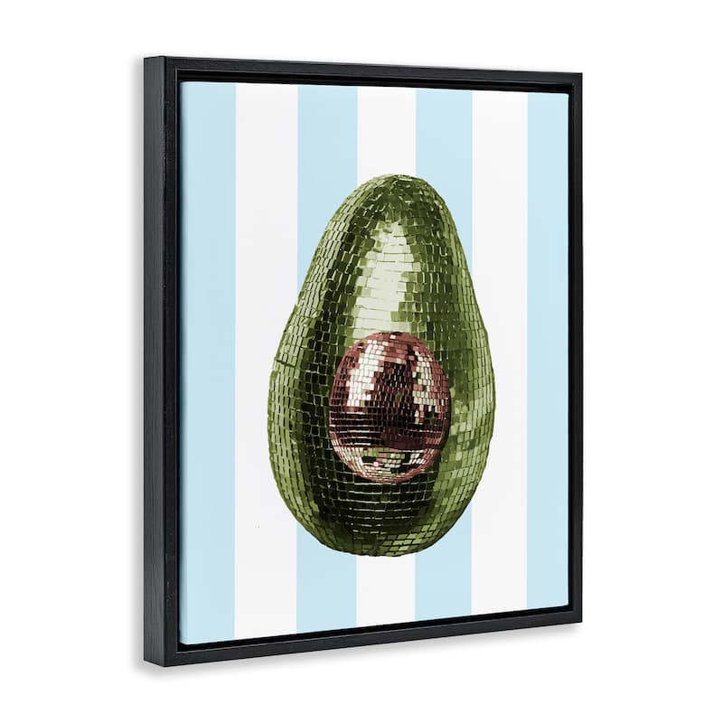 Stupell Disco Avocado on Blue Framed Floater Canvas Wall Art Design By Lil' Rue