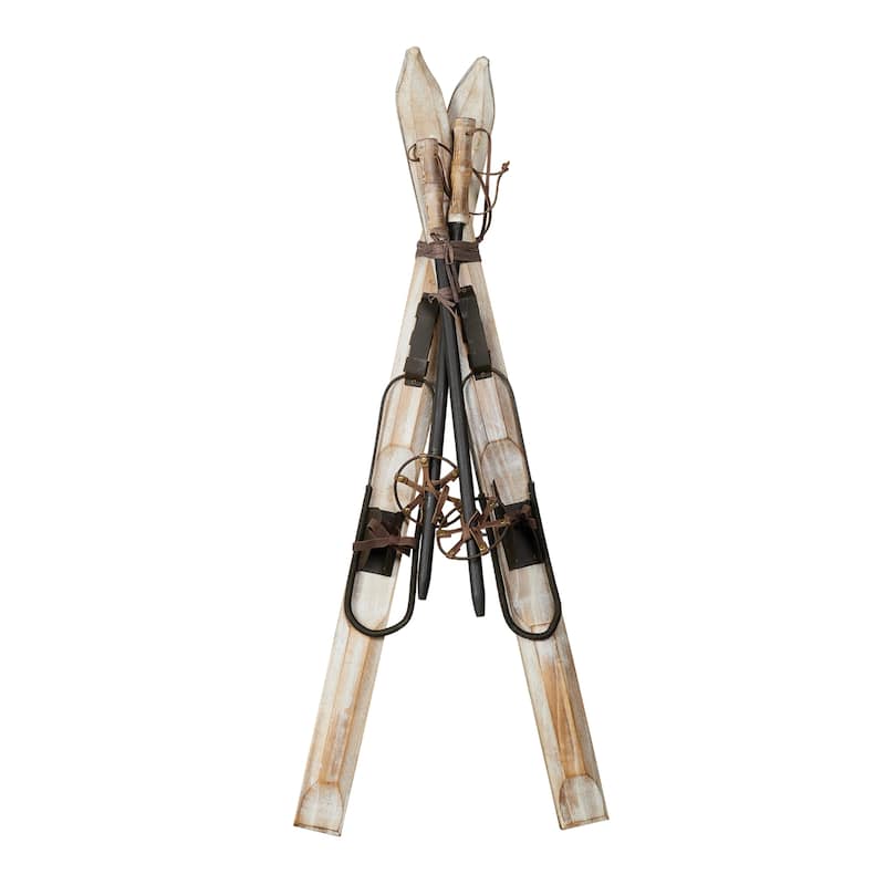 Decorative Pair of Skis and Poles 36"H - N/A