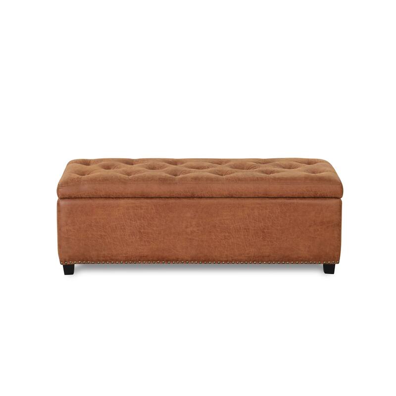 DH Basic Modern Brian 48-inch Rectangular Linen Storage Ottoman Bench by Denhour