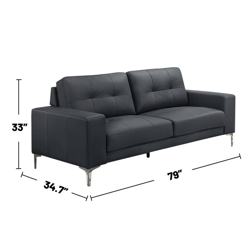 2 Piece Faux Leather Sofa Set with Tufted Seat and Back