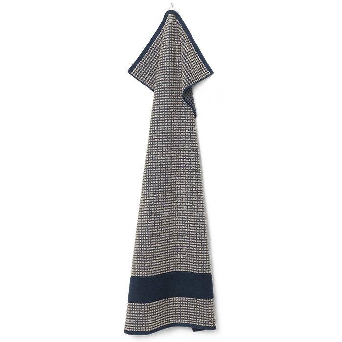 JUNA Check Towels, Dark Blue/Sand