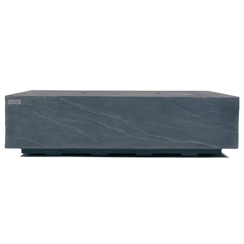 Elementi Plus Meteora Outdoor Fire Pit Table Concrete Rectangular 60000 BTU - 55.9 x 31.9 inches with Lid, Fire Glass, and Cover