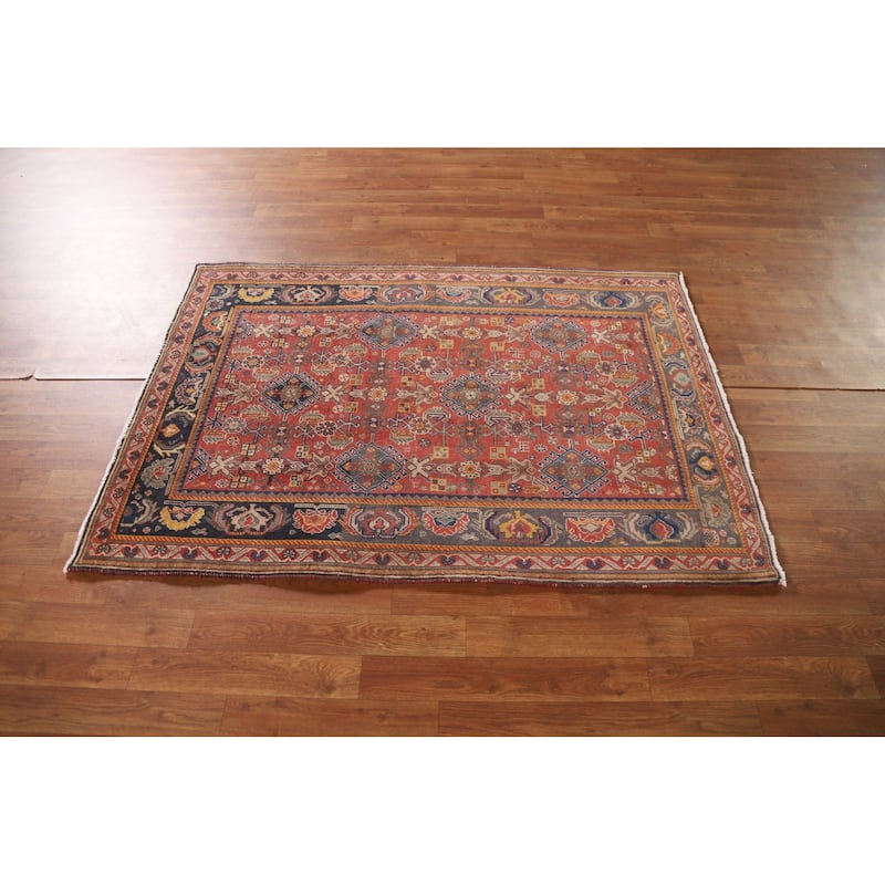 Vegetable Dye Shiraz Kashkoli Persian Antique Rug Handmade Wool Carpet - 3'5"x 5'0"